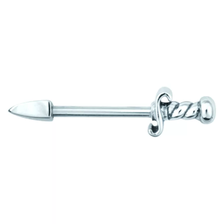 Barbell per Capezzolo Argento 12,0 mm Barbell per capezzolo argento con impugnatura a spirale lungo 12,0 mm