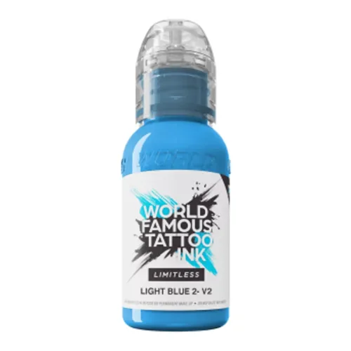 Bottiglia di inchiostro blu per tatuaggi, 30 ml, su sfondo bianco