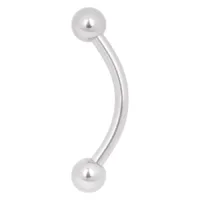 Piercing curvo in titanio bianco con due sfere
