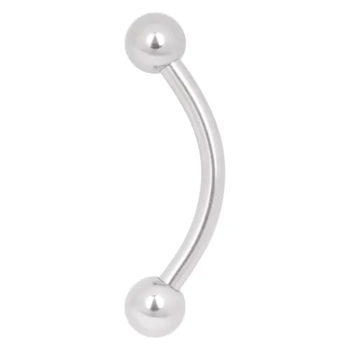 Piercing curvo in titanio bianco con due sfere