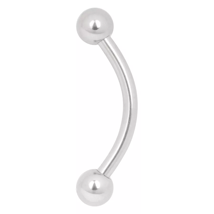 Piercing curvo in titanio bianco con due sfere