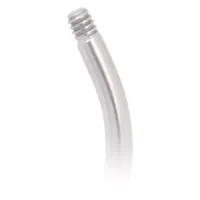 Bananabell in titanio curvato con filettatura esterna su sfondo bianco