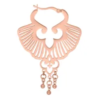 Orecchini a forma di Ginkgo in acciaio chirurgico oro rosa con chiusura a scatto