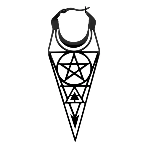 Orecchini Hoops Mortalis neri in acciaio inox su sfondo bianco