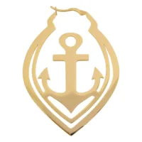 Orecchini a cerchio Anchor dorati con design a ancora su sfondo bianco
