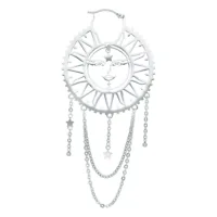 Orecchini Oldschool Sun Moon in argento con design sole-luna su sfondo bianco