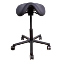 T2 Pro sedia da lavoro in similpelle, nero Sedia da lavoro T2 Pro nera con sedile a sella su ruote e base in alluminio