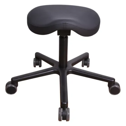 Sedia da lavoro T4 Gentleman nera in pelle sintetica su sfondo bianco