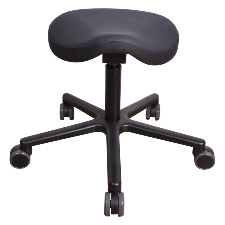 Sedia da lavoro T4 Gentleman nera in pelle sintetica su sfondo bianco
