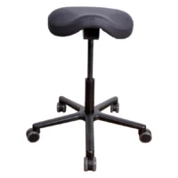 Sedia da lavoro T4 Gentleman nera con rivestimento in similpelle e base in alluminio