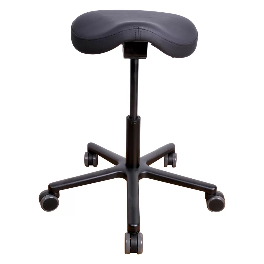Sedia da lavoro T4 Gentleman nera con rivestimento in similpelle e base in alluminio