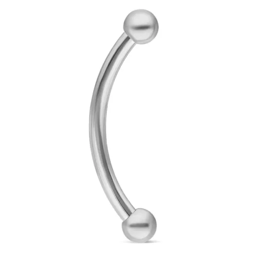 Piercing banana bell in titanio argento su sfondo bianco