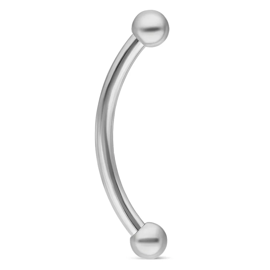 Piercing banana bell in titanio argento su sfondo bianco