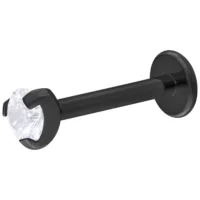 Labret in titanio nero con cristallo chiaro, lunghezza 6mm, sfera 3mm