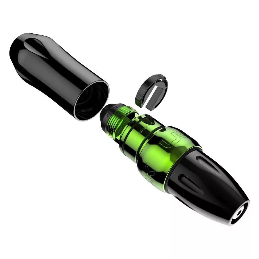 Xion Pen Kryptonite verde chiaro con corpo nero rimovibile su sfondo bianco