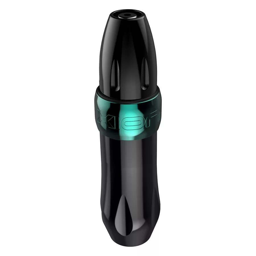 Macchina per tatuaggi Xion Pen blu in alluminio su sfondo bianco
