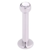 Labret in titanio argentato con cristallo chiaro su sfondo bianco