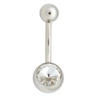 Bananabell per ombelico argentato con cristallo chiaro su sfondo bianco