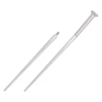 Silberner Titan Einführungsstift für Piercings auf weißem Hintergrund