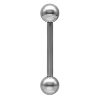 Barbell in titanio argento 18 mm Barbell in titanio argento con sfere su entrambe le estremità su sfondo bianco