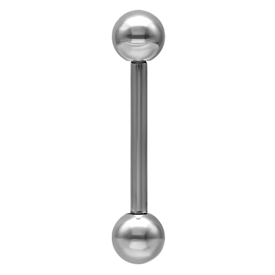 Micro Barbell Piercing in argento titanio Barbell in argento titanio con due sfere su sfondo bianco