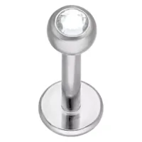 Labret in titanio argento con cristallo chiaro su sfondo bianco