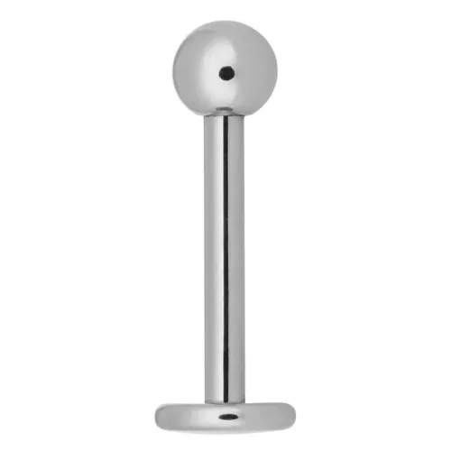 Micro Labret in argento titanio con sfera su sfondo bianco