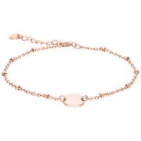 Bracciale in oro rosa con perle su sfondo bianco