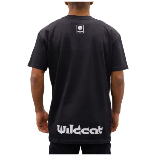 T-shirt nero oversize di Wildcat, vista posteriore, in cotone
