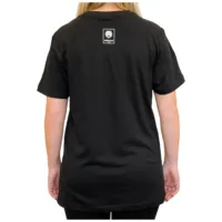 T-shirt nera di Wildcat con stampa logo sul retro, su sfondo bianco