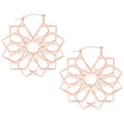 Orecchini Kaleidoscope Hoops in oro rosa su sfondo bianco