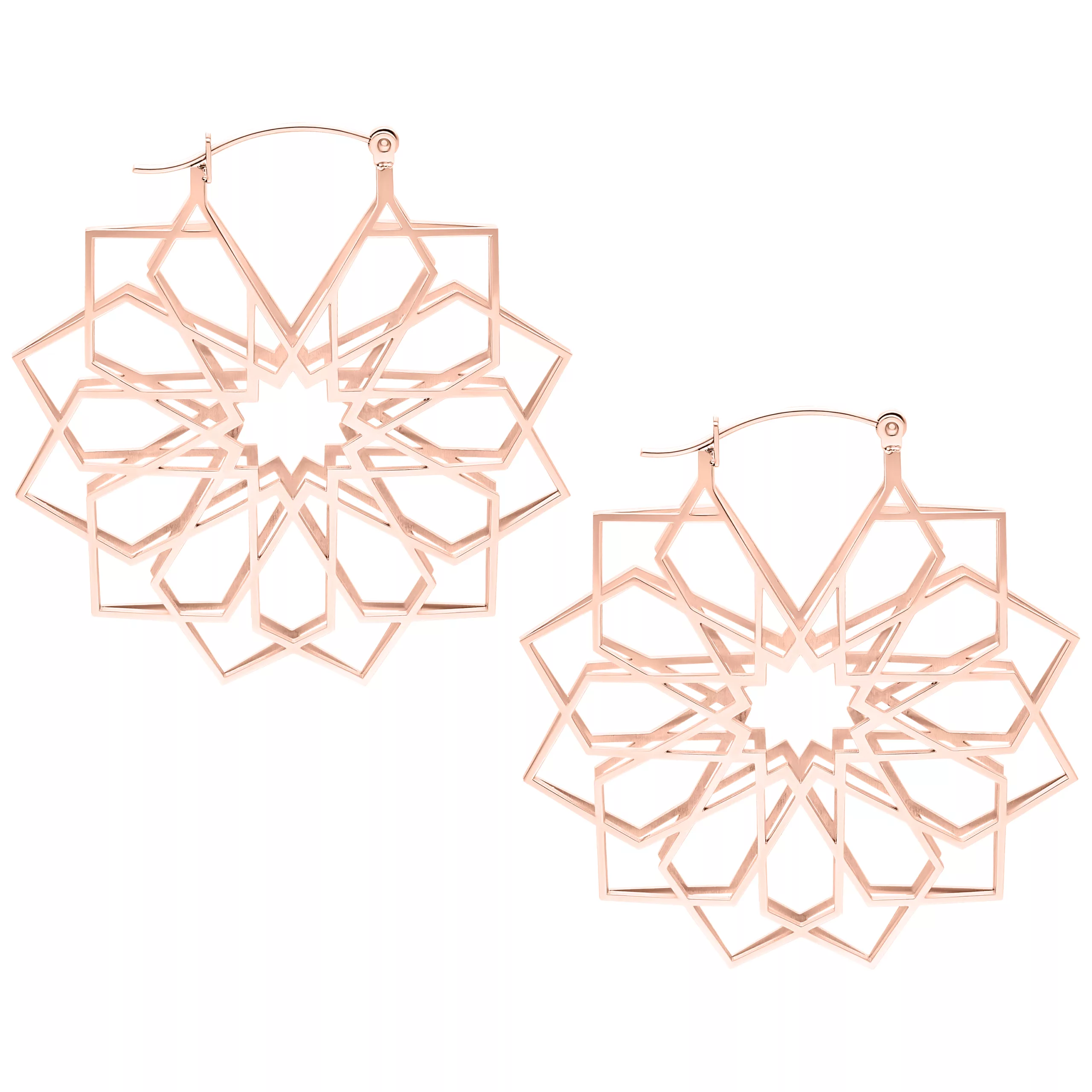 Orecchini Kaleidoscope Hoops in oro rosa su sfondo bianco