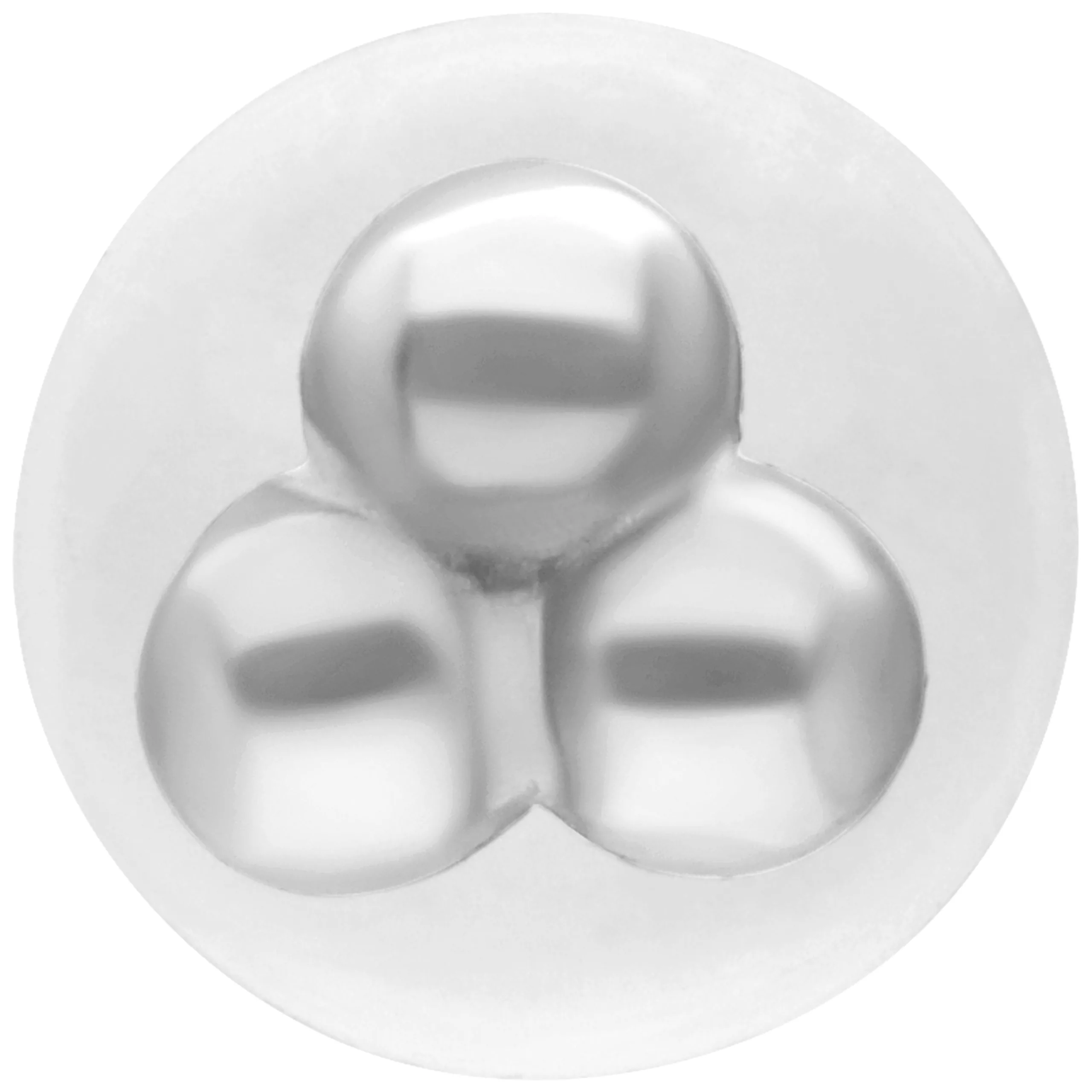Trinity Balls Push Fit Labret in argento Trinity Balls Push Fit Labret in argento su sfondo bianco