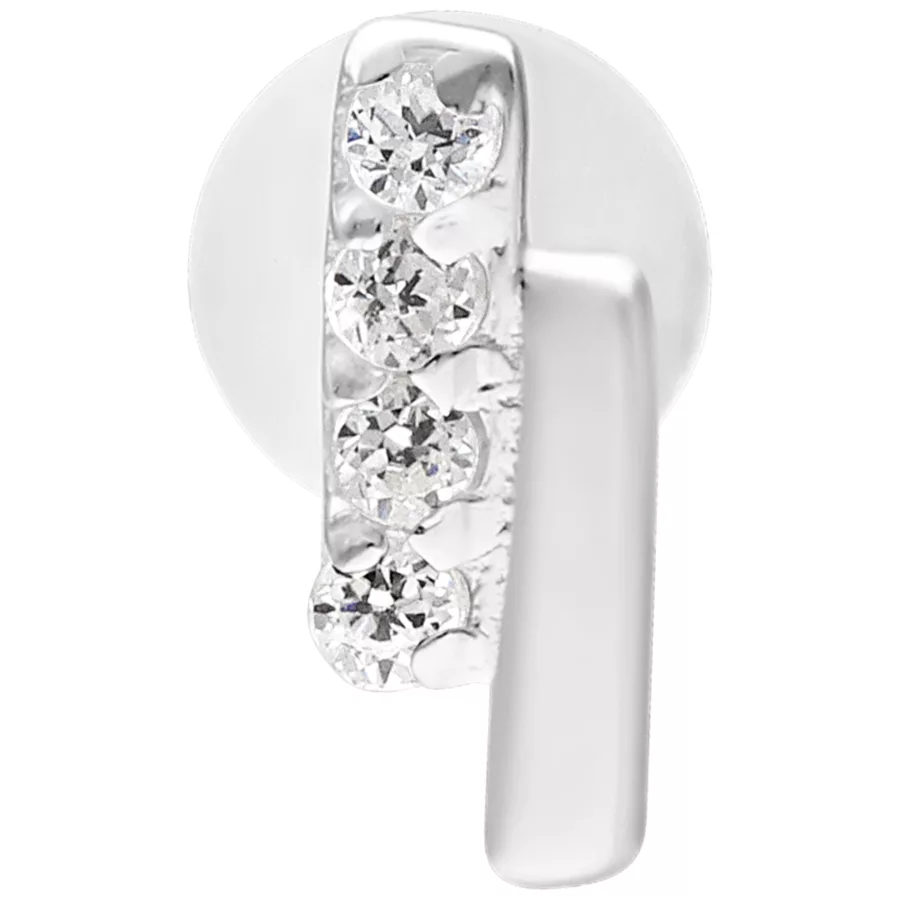 Labret in argento con doppio cristallo su sfondo bianco