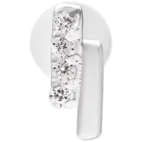 Labret in argento con doppio cristallo su sfondo bianco