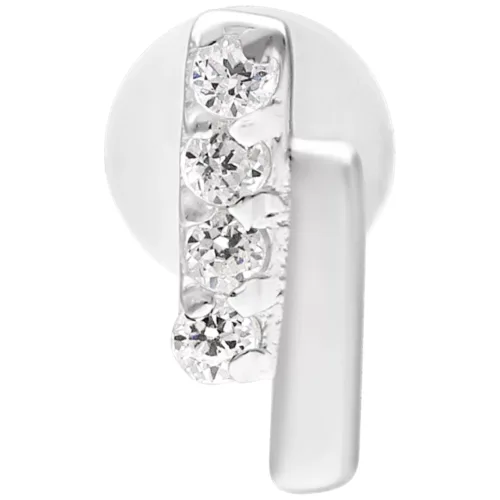 Labret in argento con doppio cristallo su sfondo bianco