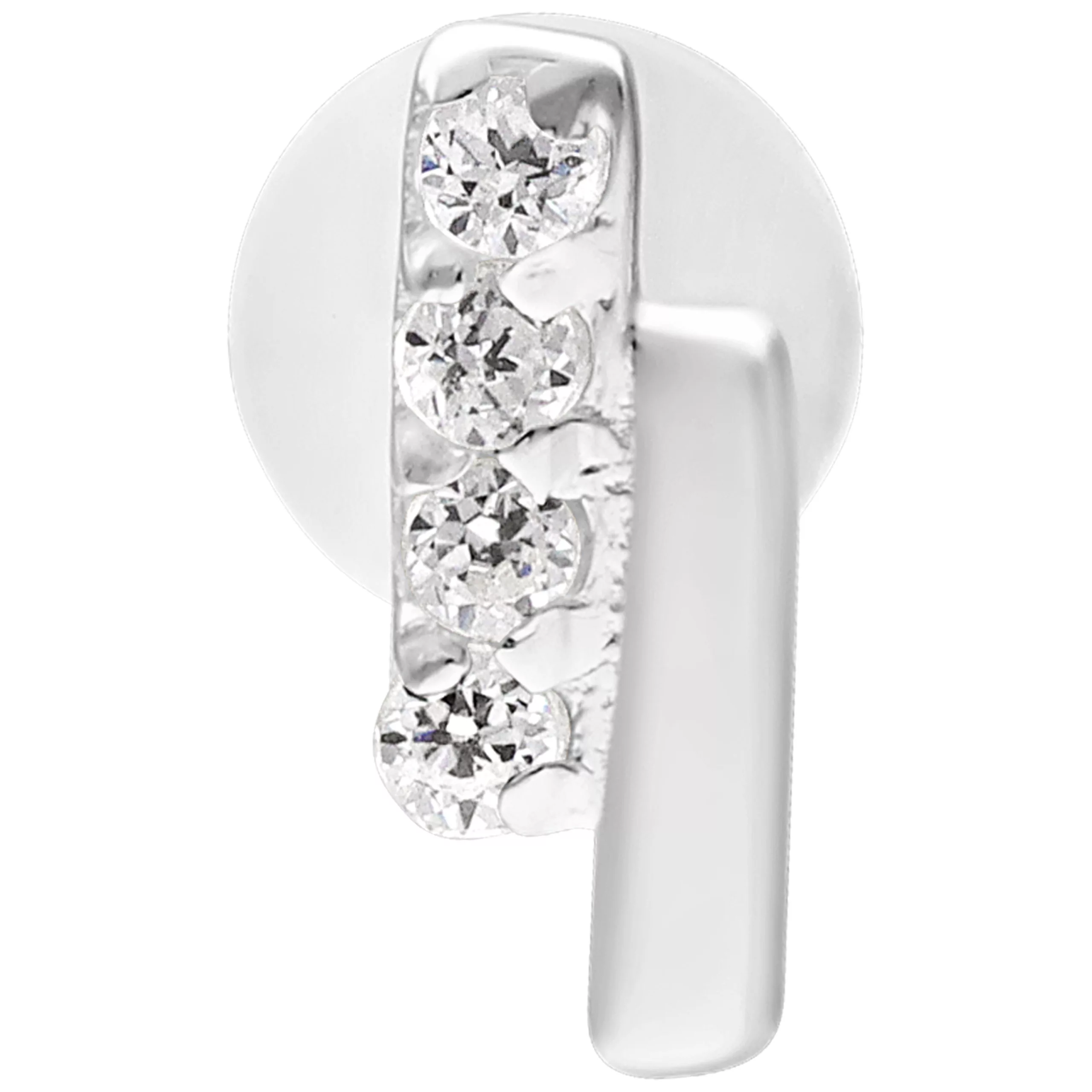 Labret in argento con doppio cristallo su sfondo bianco