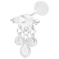 Labret in argento con tre pendenti su sfondo bianco