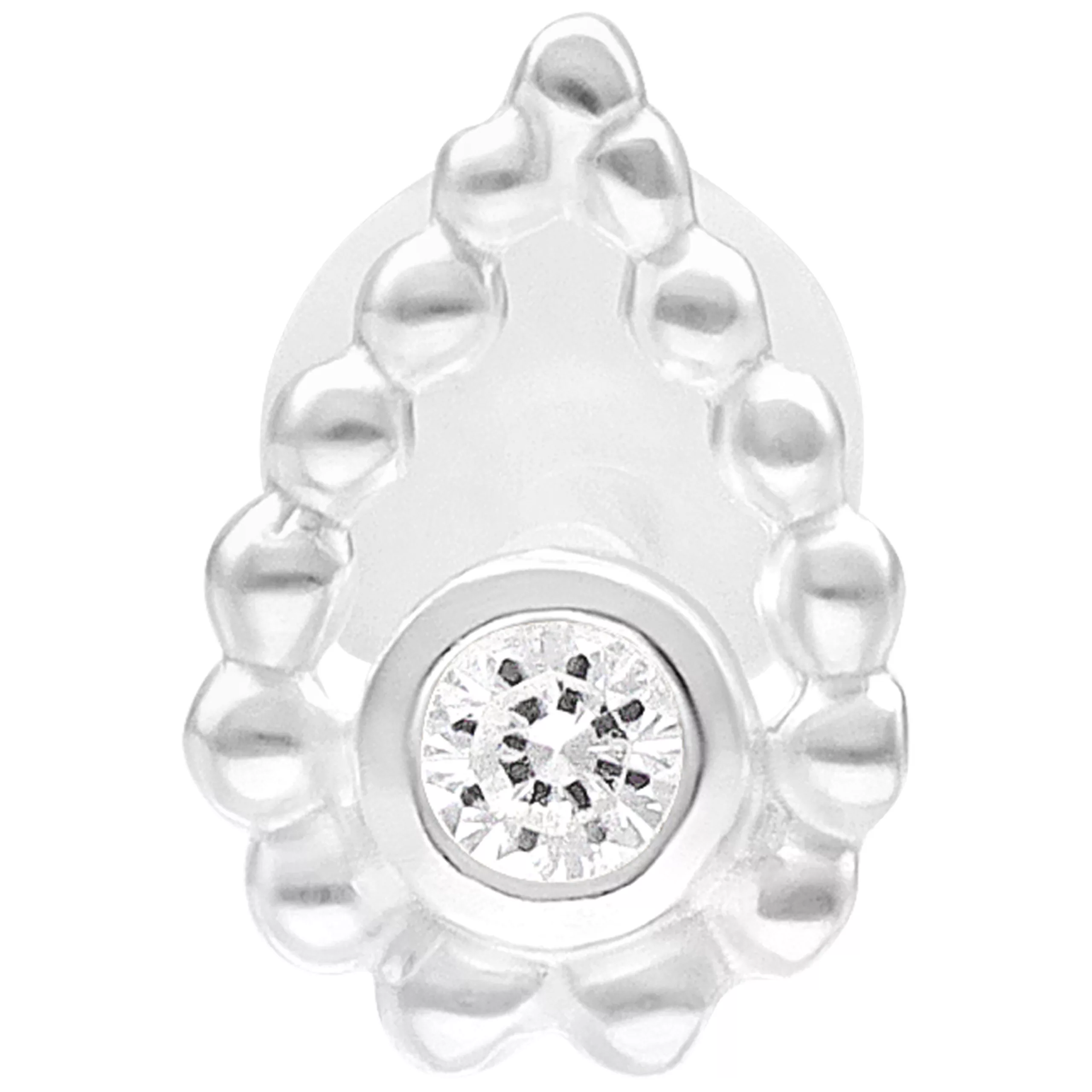 Labret Push Fit Bead Drop in argento da 5 mm su sfondo bianco