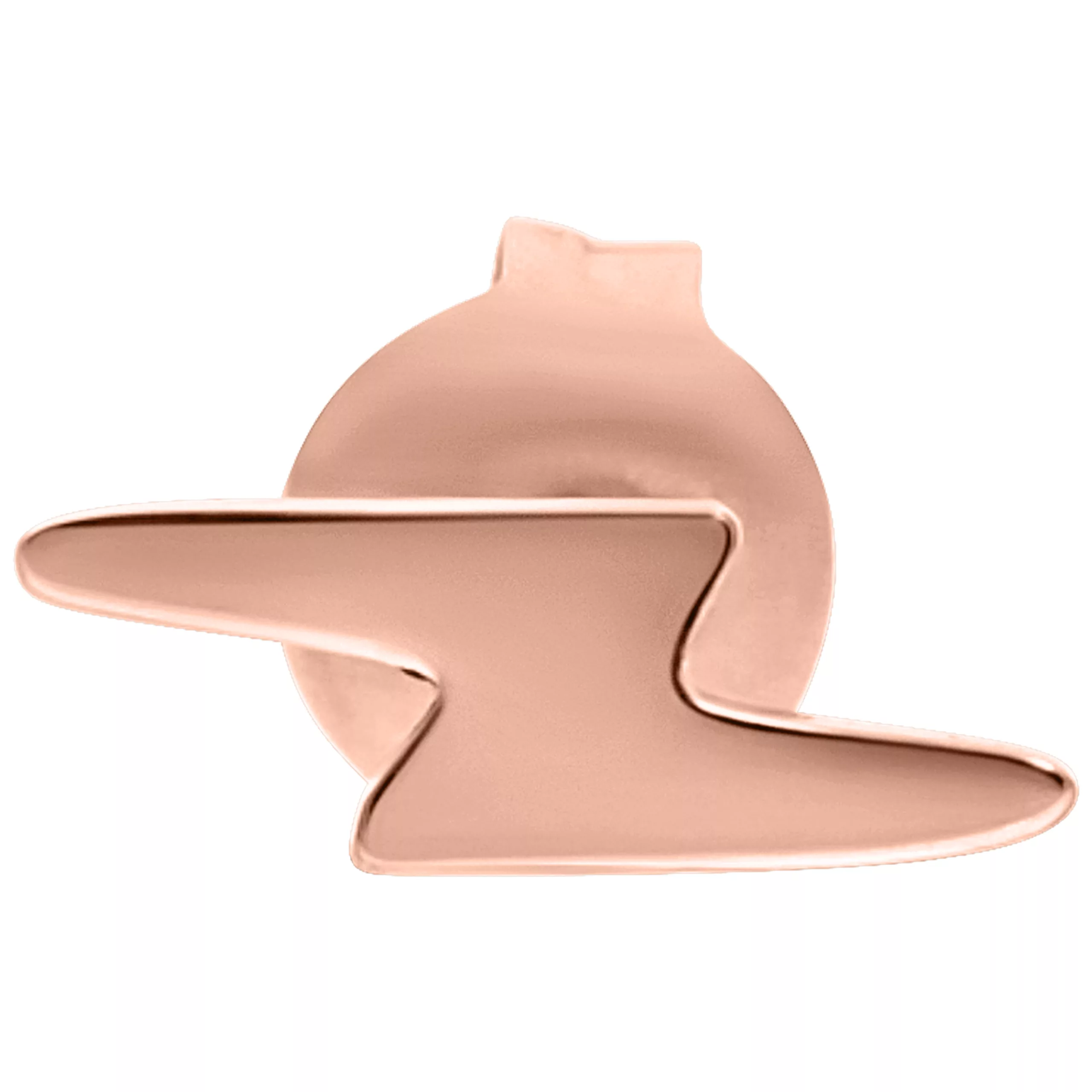 Orecchino Flash in oro rosa in acciaio chirurgico su sfondo bianco