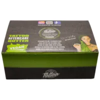 Confezione verde della Believa Tattoo Butter con sigillo vegano su sfondo bianco