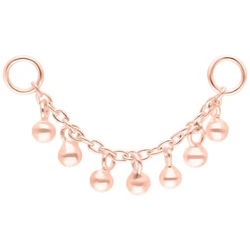 Catena piercing in oro rosa con piccole sfere, lunghezza 20mm