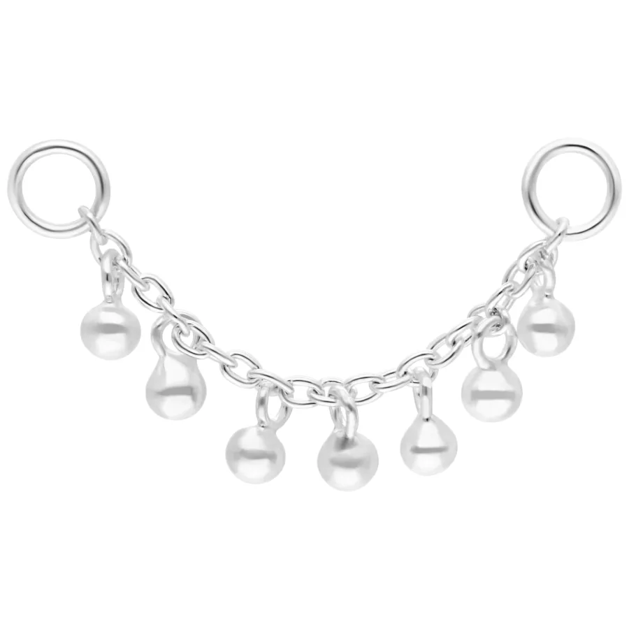 Catena piercing argentata con piccole sfere, lunghezza 20mm