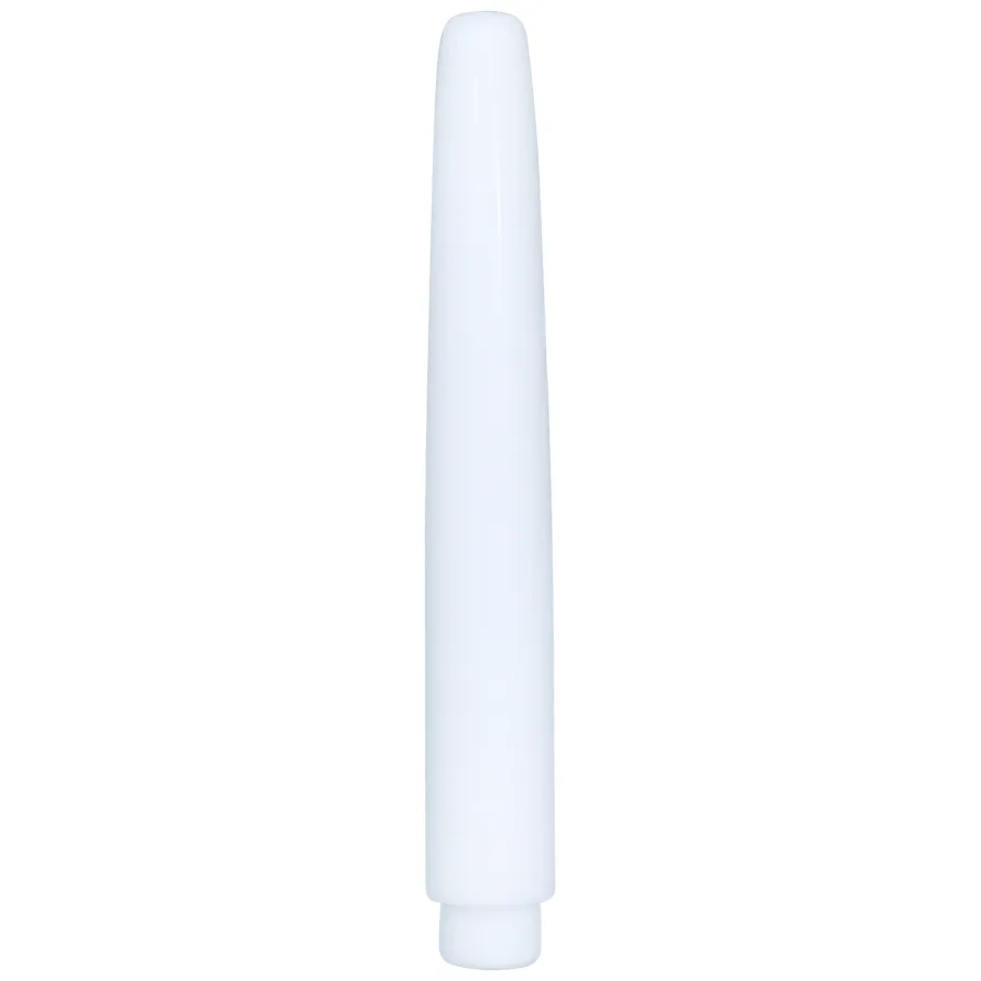Espansore bianco in PTFE per piercing alle orecchie su sfondo bianco