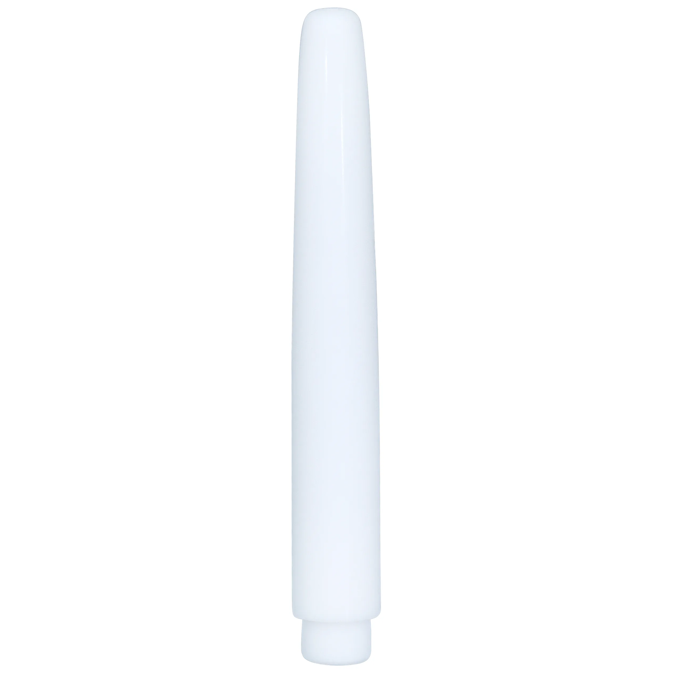 Espansore bianco in PTFE per piercing alle orecchie su sfondo bianco