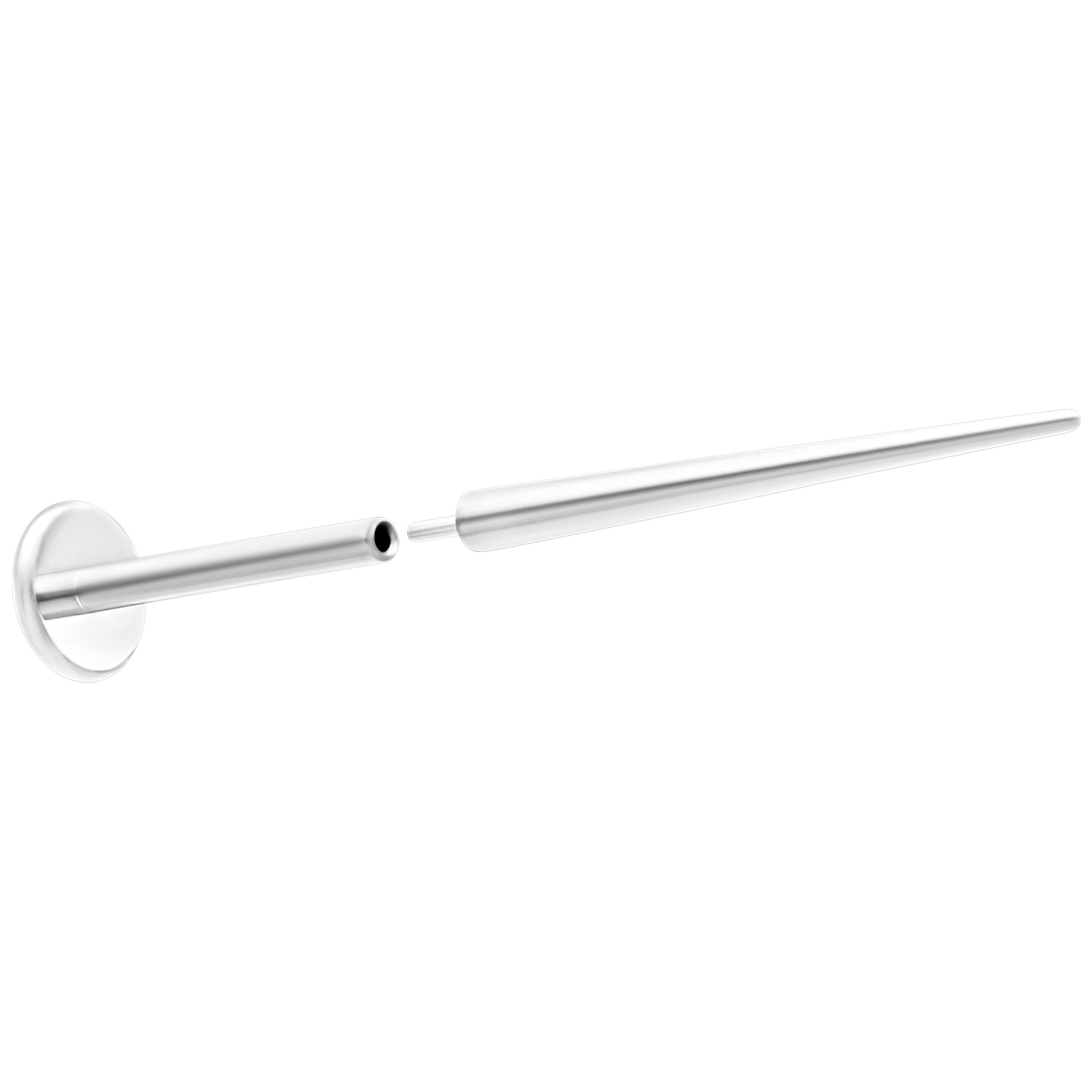 Perno di inserimento Push-Fit in titanio argento su sfondo bianco