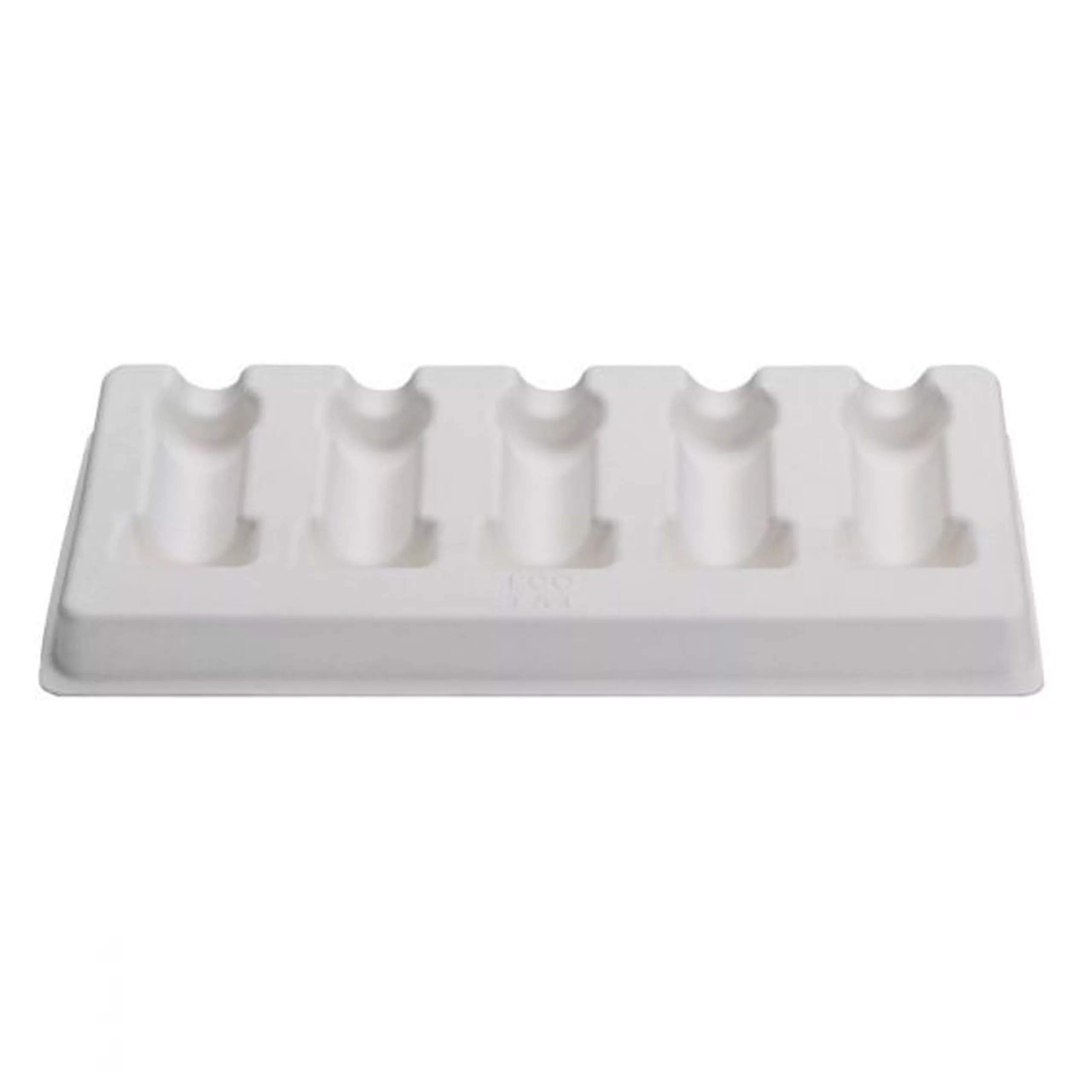 Supporto per cartucce bianco con 5 inserti su sfondo bianco