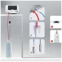 Processo di installazione del filtro magico Enbio con tubi e contenitore
