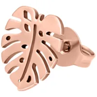 Orecchini Monstera in oro rosa su sfondo bianco