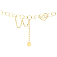Choker dorato con ciondolo a forma di cuore e catene, acciaio chirurgico